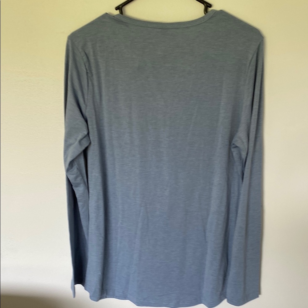 Light Blue Long Sleeve Henley Top - Picture 3 of 4
